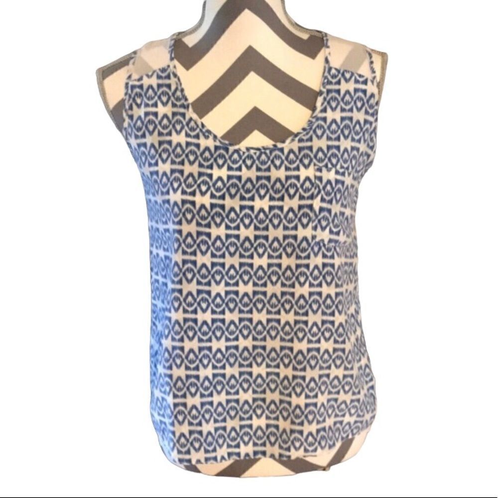 Anthro Nell Couture Size 4 Top Blue & White